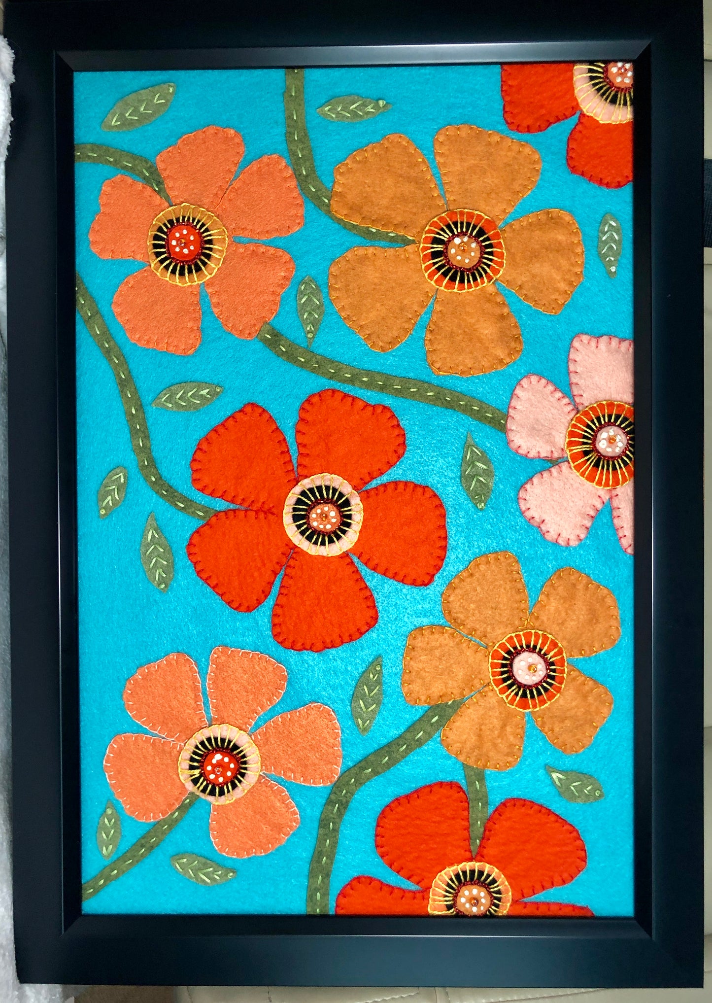 Wool Felt Flowers Wallhanging