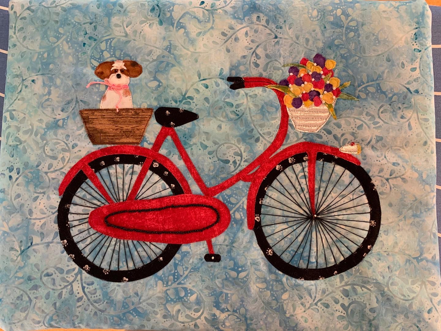 Pup on a bike wallhanging