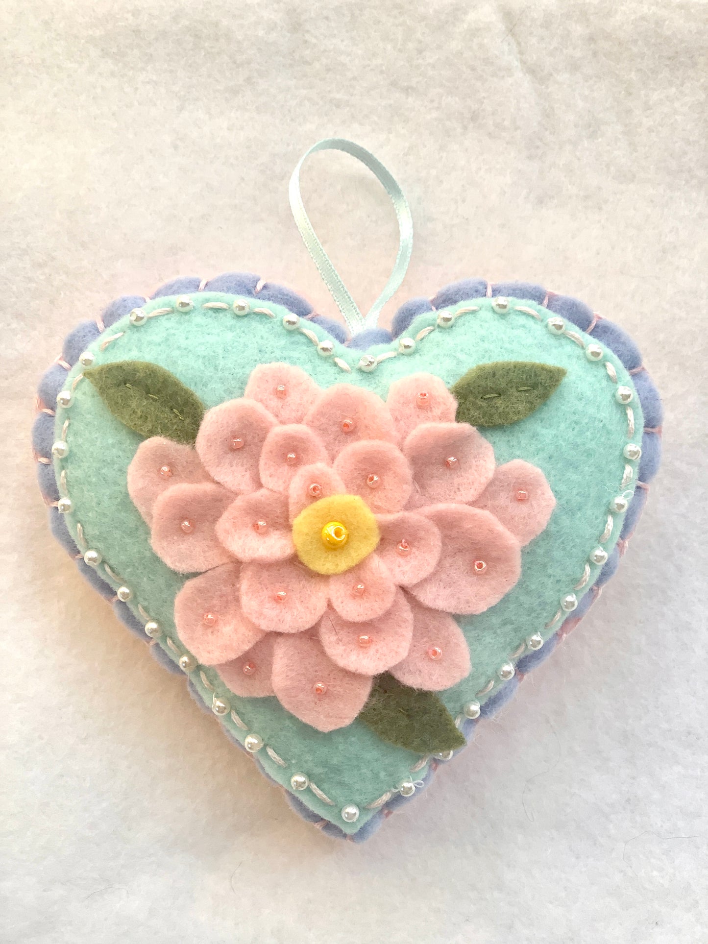 Spring Flower Felt Heart