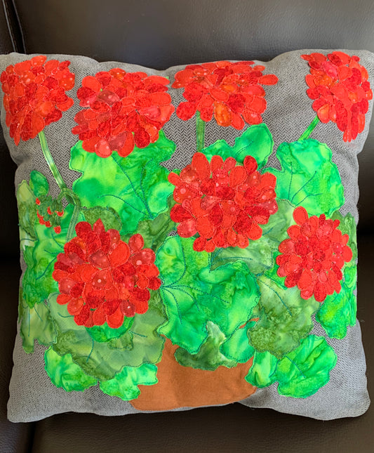Potted Geranium Pillow